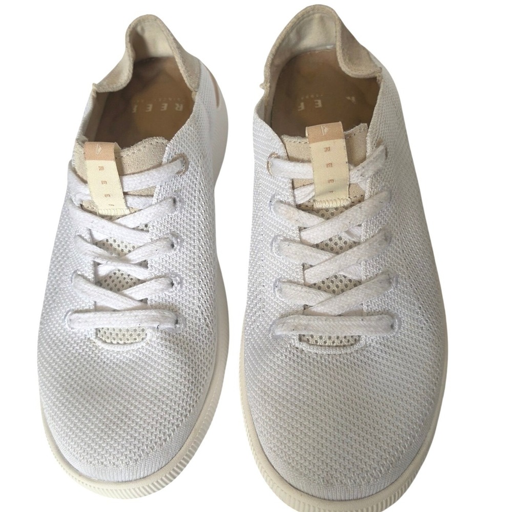 Reef Neptune White Knit Lace Up Sneakers Womens 8 Low Top Shoes
